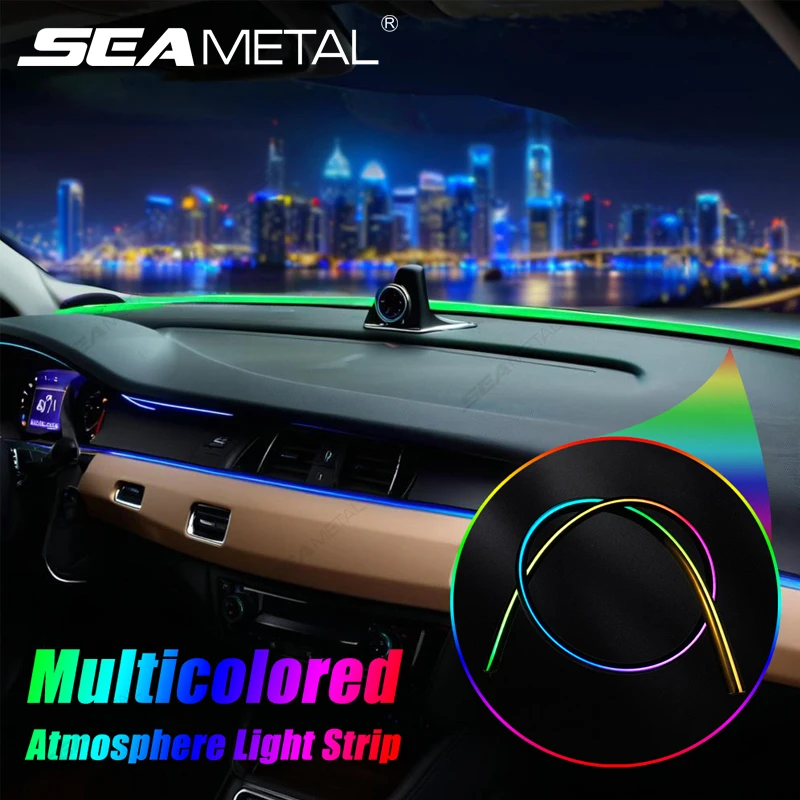 SEAMETAL Auto-Armaturenbrett ‌ Umgebungslicht ‌ RGB-LED-Kabinen-Umgebungslampe, App-Steuerung, automatischer Armaturenbrett-Lückenfüller, Lichtleiste, 140 cm/150 cm Image