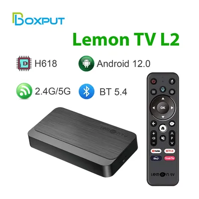 Box put lemon tv l2 smart tv box android 12 all winner h618 2,4g 5g dual wifi6 2gb 16gb 4k set-top box bt 5,4 sprach fernbedienung
