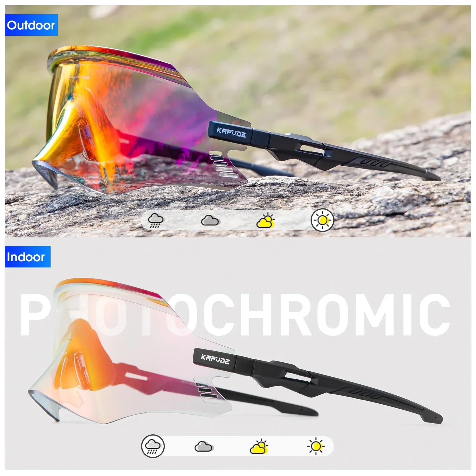 Kapvoe rote photo chrome Fahrrad brille uv400 Männer Frauen Fahrrad Sonnenbrille Rennrad brille MTB Fahrrad brille Image