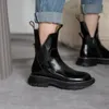 Neue Frauen Schuhe Runde Kappe Plattform Stiefel Echtes Leder Stiefeletten für Frauen Coole Motorrad Stiefel Werkzeug Stil Mädchen Boot