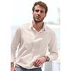 Langarmhemd JOHN DEVIN "in Leinenoptik", Herren, Gr. M (39/40), N-Gr, beige (beige, weiß, gestreift), Web, Obermaterial: 100% Baumwolle, gestreift, casual, regular fit, Rundhals, Langarm Manschette, Hemden, Streifenhemd aus reiner Baumwolle,...