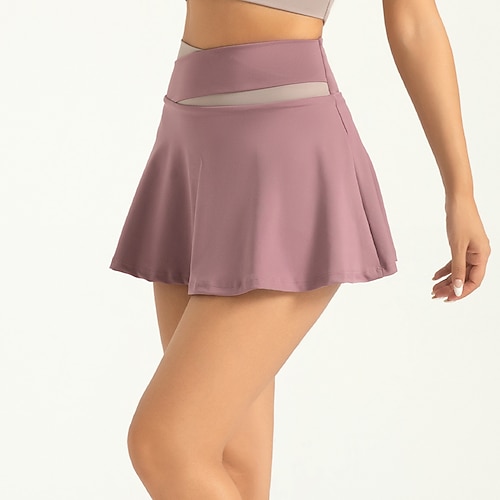 Per donna Gonna Yoga 2 in 1 Vita Alta Pilates Allenamento in Palestra Allenamento Pantaloni Blocco di colori Nero Blu marino Viola Gli sport Abbigliamento sportivo Elasticizzato Taglia piccola