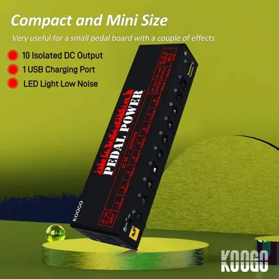 Koogo TOP Guitar Effector Pedal Power Supply 10 Isolated DC Output 9V 12V 18V Source Effect