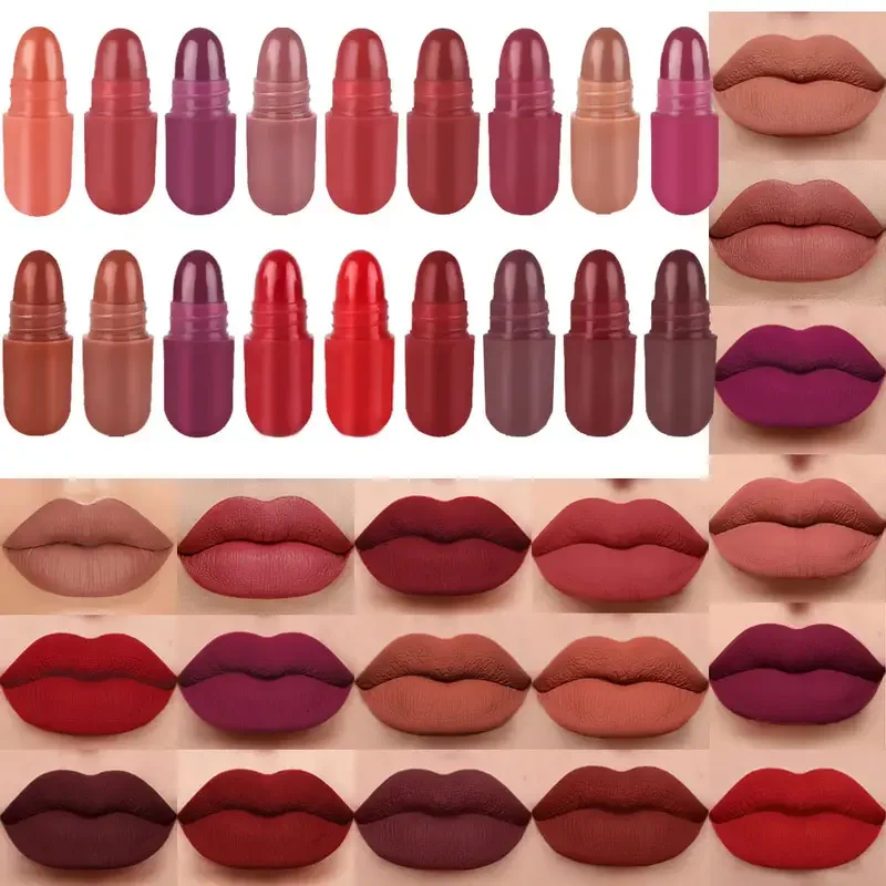18Pc Mini Capsule Lipstick,Long-Lasting Velvet Matte Capsule Lipstick Set Portable Waterproof Mini Lipstick Valentine
