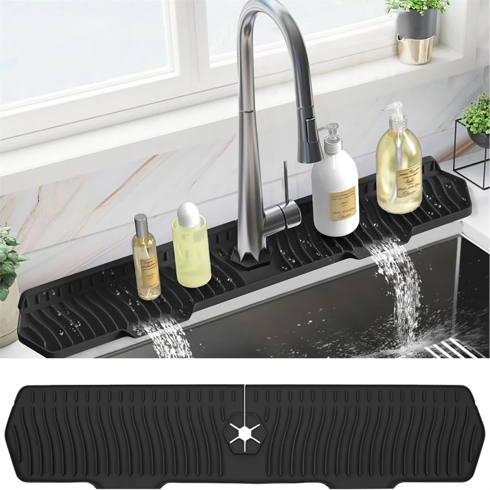 24/29.5 pouces évier de cuisine garde-éclaboussures, tapis de vidange en Silicone pour évier, protecteurs d'évier pour tapis d'évier de cuisine, cuisine anti-éclaboussures