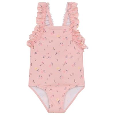 Color Kids - Kid's Swimsuit with Frills AOP - Badeanzug Gr 122 rosa