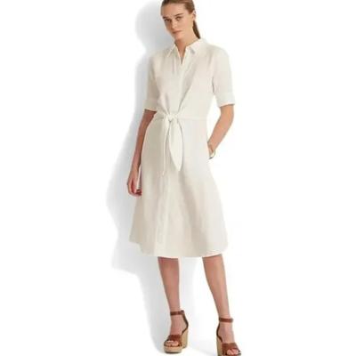 Ralph Lauren Dresses | Lauren Ralph Lauren Black Label White Linen Fit & Flare Plus Size 16 Shirtdress | Color: White | Size: 16