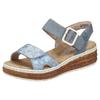 Plateausandale RIEKER, Damen, Gr. 43, blau (jeansblau), Lederimitat, metallic, klassisch, Schuhe, Sandalette, Sommerschuh, Keilsandale mit praktischen Klettverschlüssen