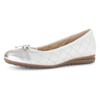 Ballerina GABOR "Florenz", Damen, Gr. 40, silber (sanftes weiß, silberfarben), Kalbsleder, klassisch, Schuhe, Halbschuh, Schlupfschuh, Businessschuh, Ziersteppungen, Weite G