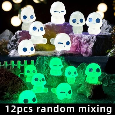 TEMU 12pcs Resin -the- & Figurines, Festive Holiday Decor, Room & Car Ornaments, Diy Mini Scene Props, No Feather, For Christmas, Halloween, Easter, Outdoor Lawn, Battery-free
