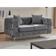 Divano 2 posti Chesterfield in Velluto Antracite - EDWINA