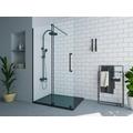 Parete per doccia walk-in con porta scorrevole in metallo stile industriale Nero opaco 140 x 200 cm - YOREM
