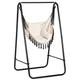 TEMU Patio Hammock Chair With Stand, Outdoor Hammock Swing Hanging Rope Chair With Cushion, Armrest, Hooks