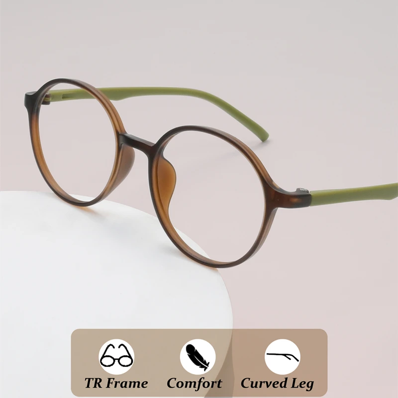 Marke Design Vintage Runde Grün Rahmen Anti Blau Licht Photochrome Lesebrille Männer und Frauen Rezept Individuelle Gläser Image