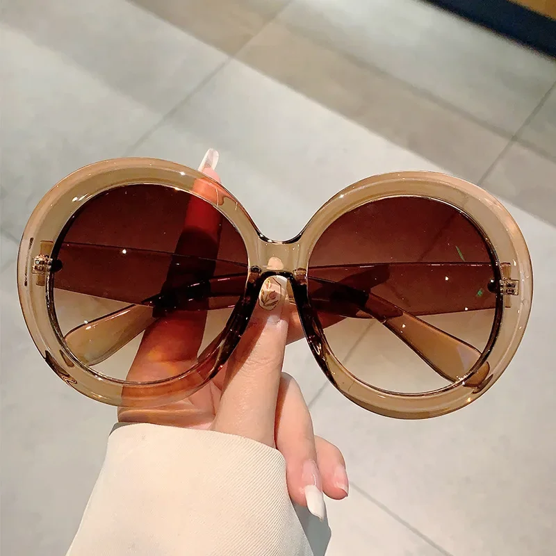 Übergroße runde Sonnenbrille mit großem Rahmen für Damen und Herren, Luxusmarke, Designer-Sonnenbrille, Vintage-Punk, beliebte Brillen, rosa Farbtöne Image