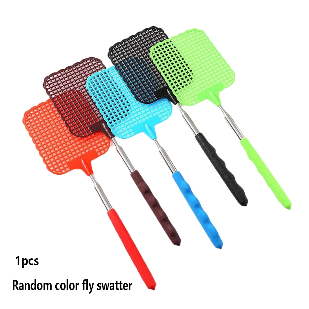 Teleskopische Fliegenklatsche in zufälliger Farbe, die mit Teleskop-Edelstahl 28,5 cm bis 75 cm für Mücken im Innen- und Außenbereich funktioniert Image