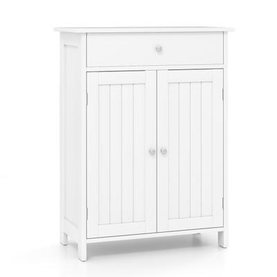 Costway Bathroom Floor Cabinet Freestanding Storage Organizer with 2 Doors-White