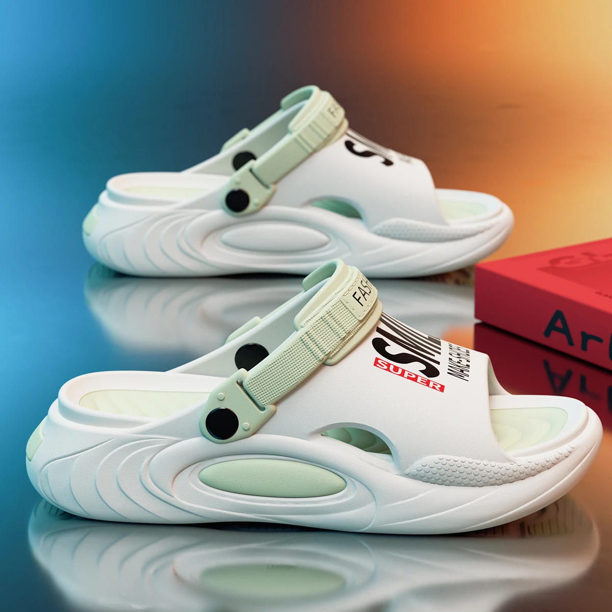 EVA Männer Loch Schuhe Dicken Boden Höhe Erhöhen Outdoor Hausschuhe Bequeme Atmungsaktive Sport Hausschuhe Image