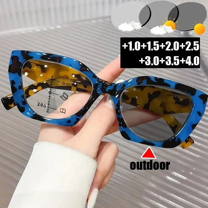 Intelligente photochrome Sonnenbrille für Lesebrillen, Vintage, progressive multifokale Presbyopie-Brille, fertige bifokale Brille Image
