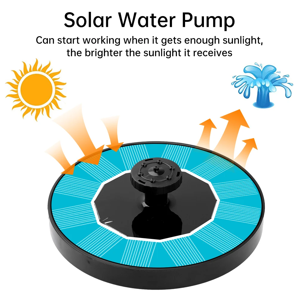 150 l/h Solar Wasserpumpe Rundbrunnenpumpe mit 4 Düsen für Vogelbad Garten Außenpool Zirkulation Sauerstoffversorgungsgerät Image
