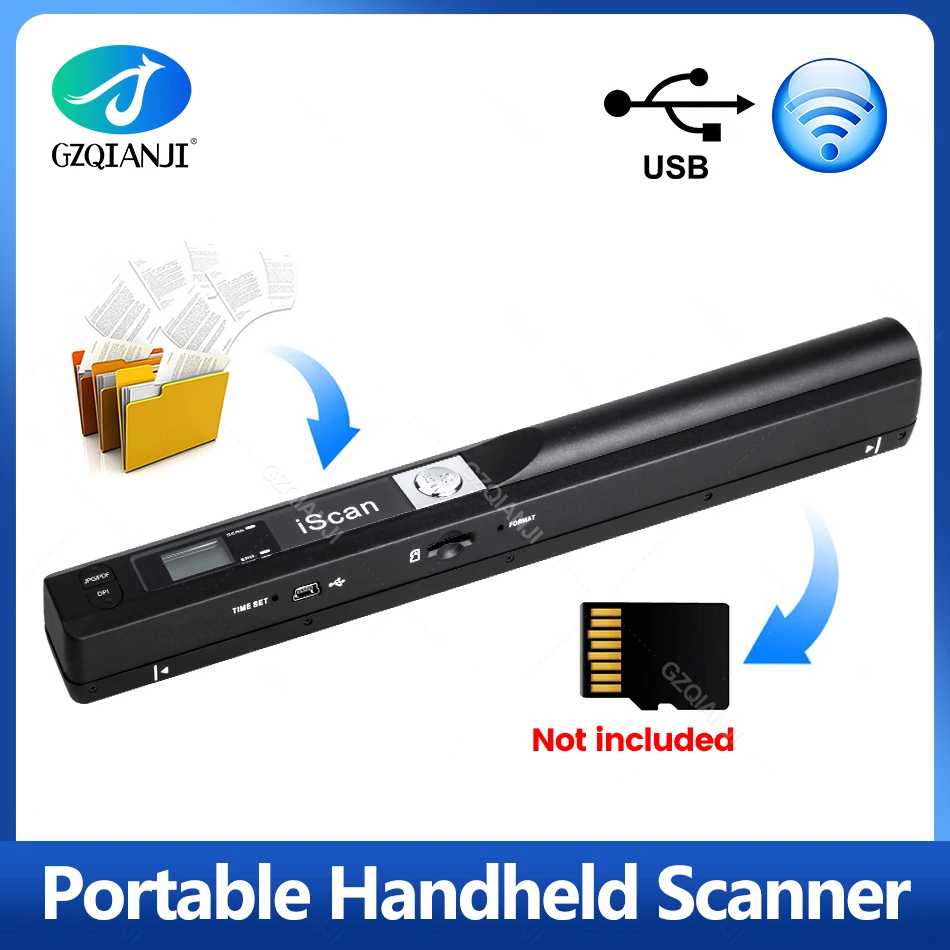IScan Tragbarer Mini-Dokumentenscanner, A4-Buchscanner für JPG und PDF-Format, 300/600/900 DPI Image