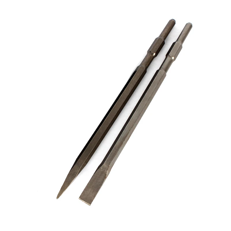 2 teile/satz HEX 17mm 1PC scharfen kopf & 1pc flache kopf 17*400 elektrische Hammer meißel für beton/ziegel/wand/fliesen schlitzen Image