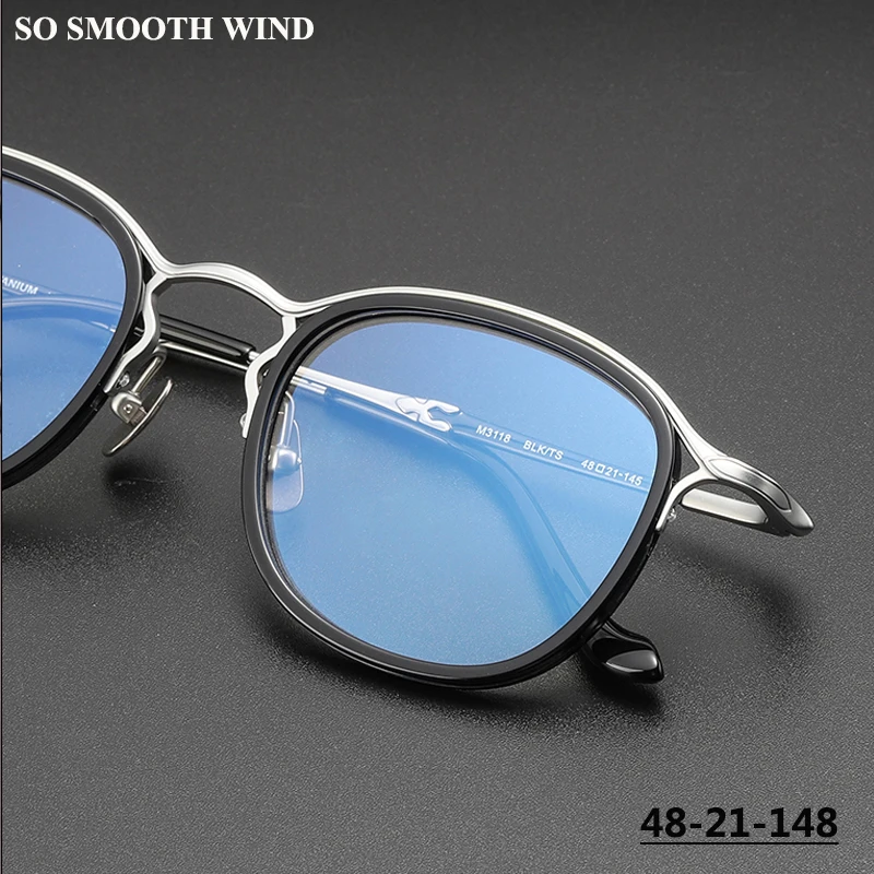 Japanische handgemachte Brillengestell Männer Retro Oval Titan Acetat Brillen Frauen Runde Trend Brillen Brillen Zubehör M3118 Image