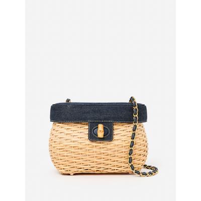 J.McLaughlin Women's Ocala Wicker Handbag Natural | Denim