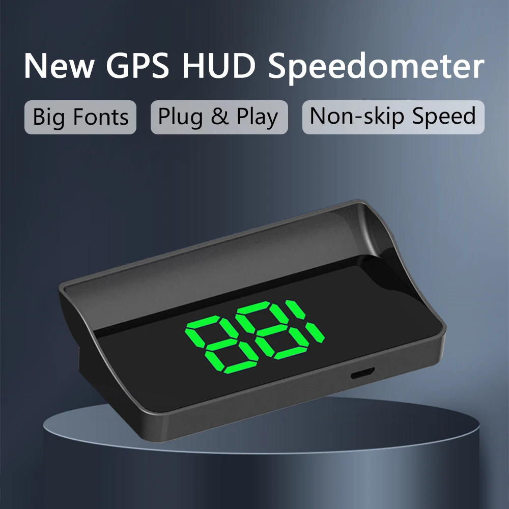W1 GPS HUD Digital Tacho Plug Und Play Head Up Display Für alle Autos Große Schrift KMH Windschutzscheibe Projektor Auto Zubehör Image
