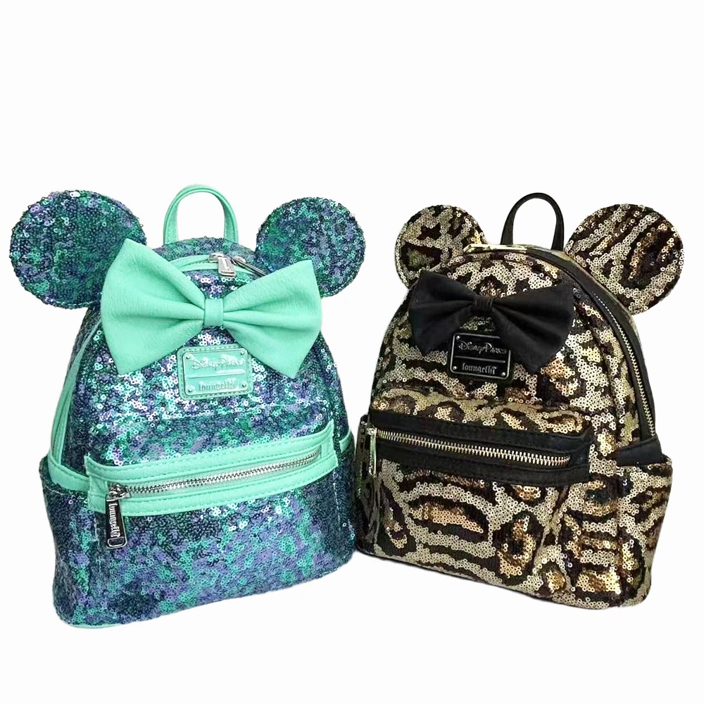 Neuer Original DISNEY Mickey Mouse Mädchen-Kinderrucksack mit Leopardenmuster, Cosplay, Freizeit, Reisetasche, Mini-Kinderschultasche Image