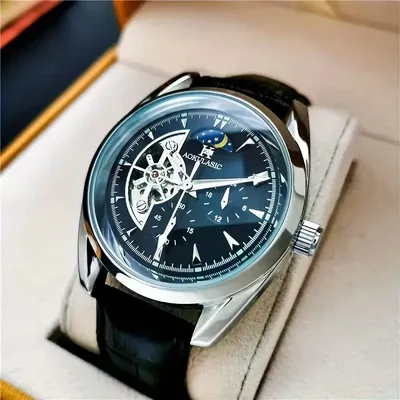 [Cool Men's Automatic Mechanical Watch] Men's Automatic Mechanical Watch, Men's Half-Empty Ball Design, Empty, High Appearance Value, Cool and Best Selling Men's Watch, Moon Phase Pointer