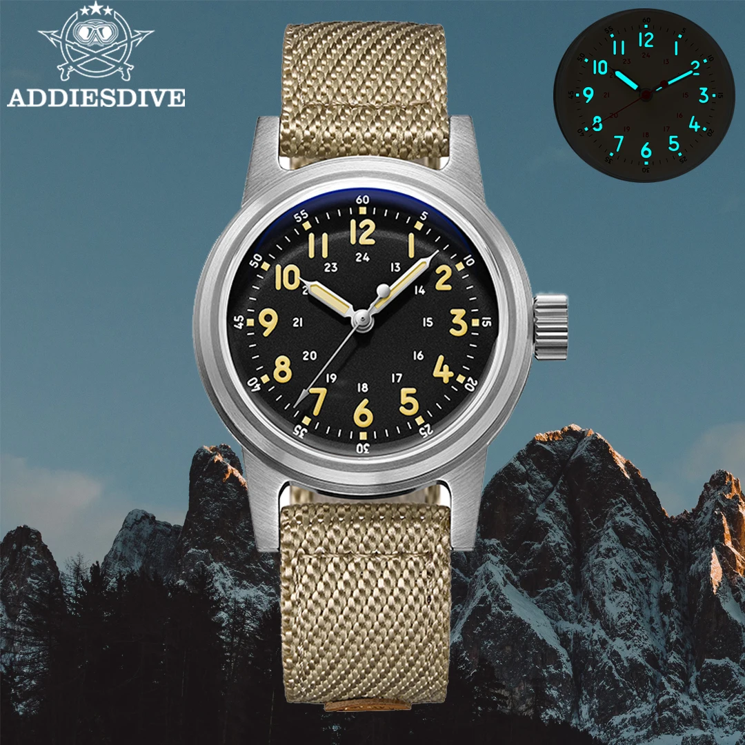 ADDIESDIVE AD2076 Männer Uhr NH35A Blase Spiegel Glas Nylon 36mm BGW9 Leuchtende 200M Wasserdichte Automatische Mechanische Uhr Reloj Image