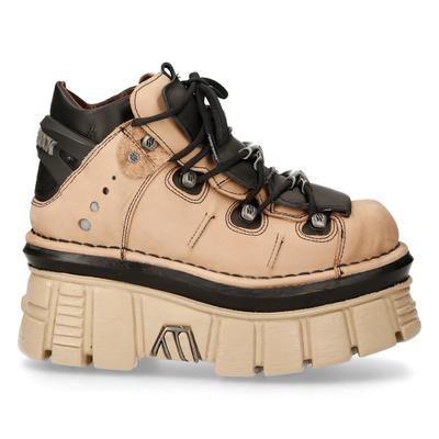 New Rock M-106-S40 Beige Gothic-Stiefeletten aus Leder mit Plateau Image