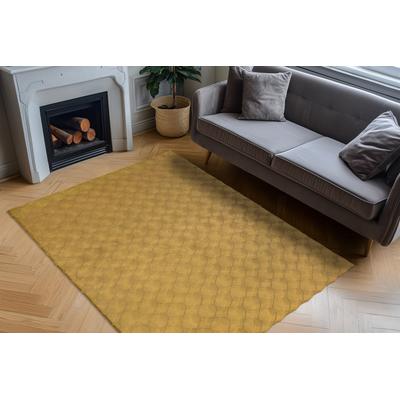 Teppich OBSESSION "Diamond Cut 800", gelb (honigfarben), B:200cm H:30mm L:290cm, Polyester, Teppiche, Uni Farben, Hoch-Tief Effekt, weich & kuschelig Image