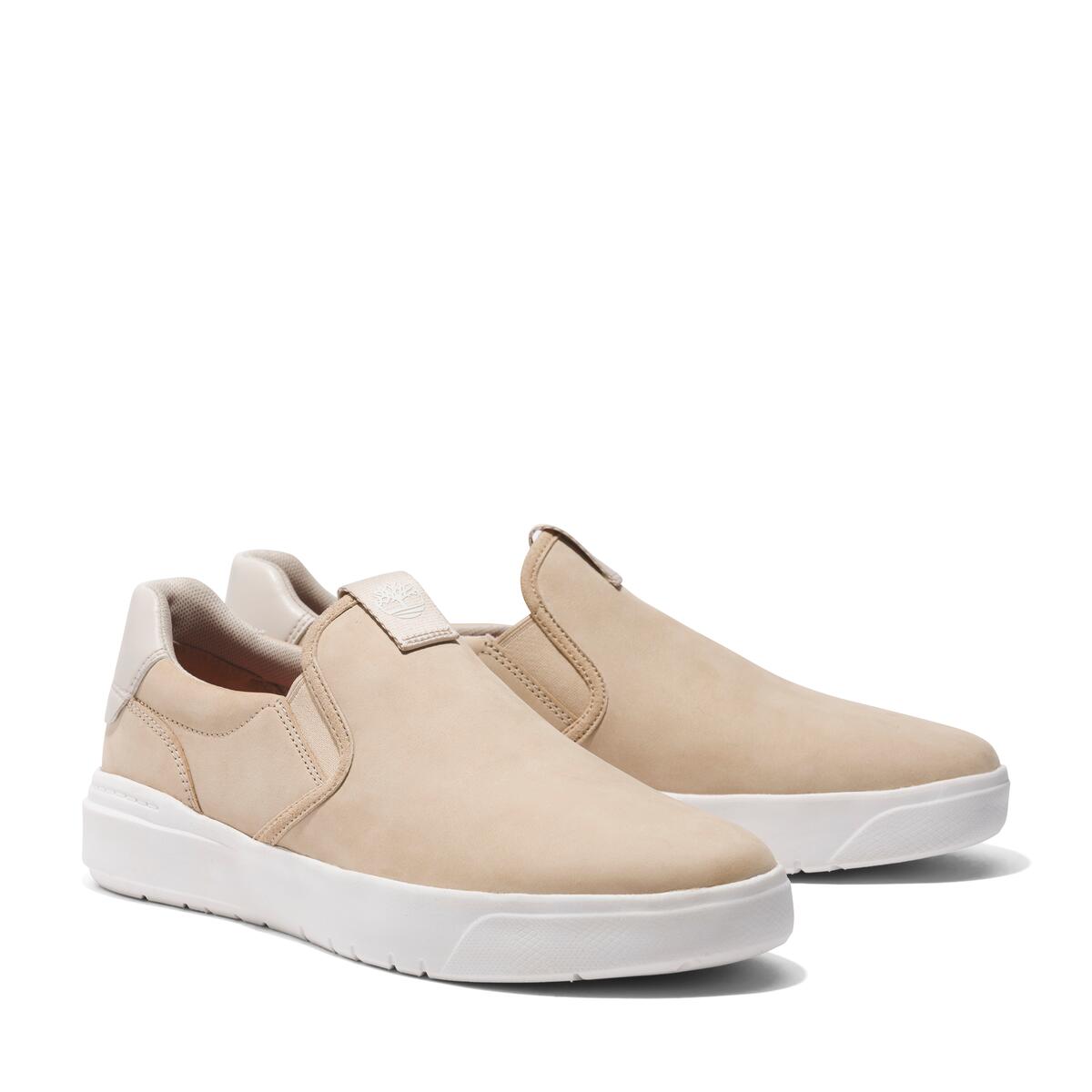 Sneaker TIMBERLAND "Seneca Bay LOW SLIP ON SNEAKER", Herren, Gr. 44, beige (lt bei nubuc), Leder, Schuhe Sneaker