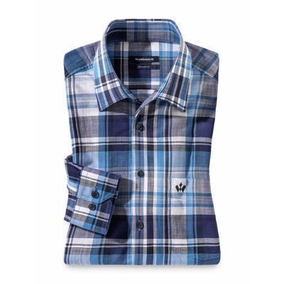Walbusch Herren Freizeit-Hemd Reiseleinen Blau Image