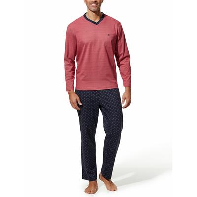 Walbusch Herren V-Pyjama Maritim Rot gemustert Image