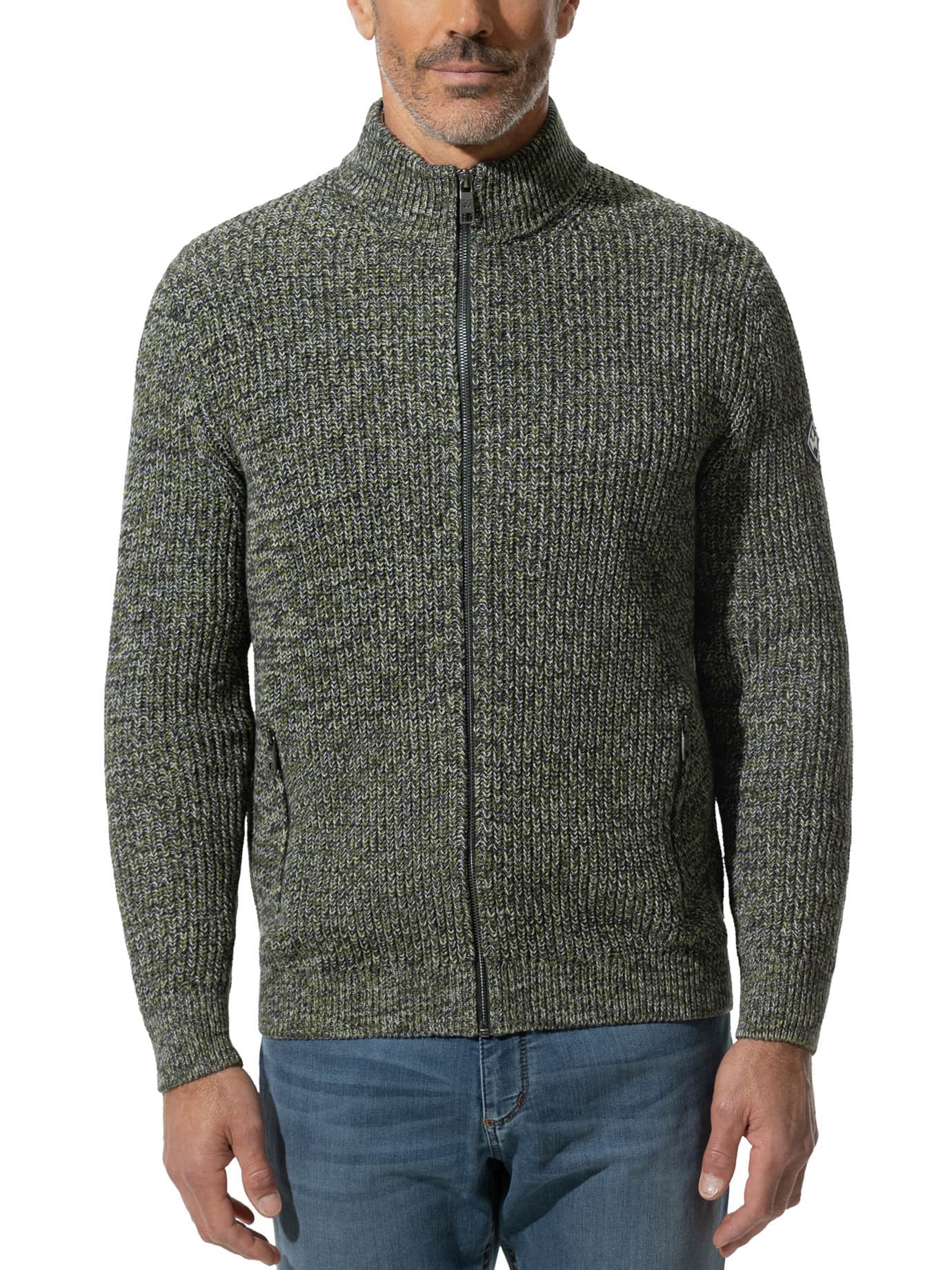 Walbusch Herren Mouline Zip-Jacke Grün