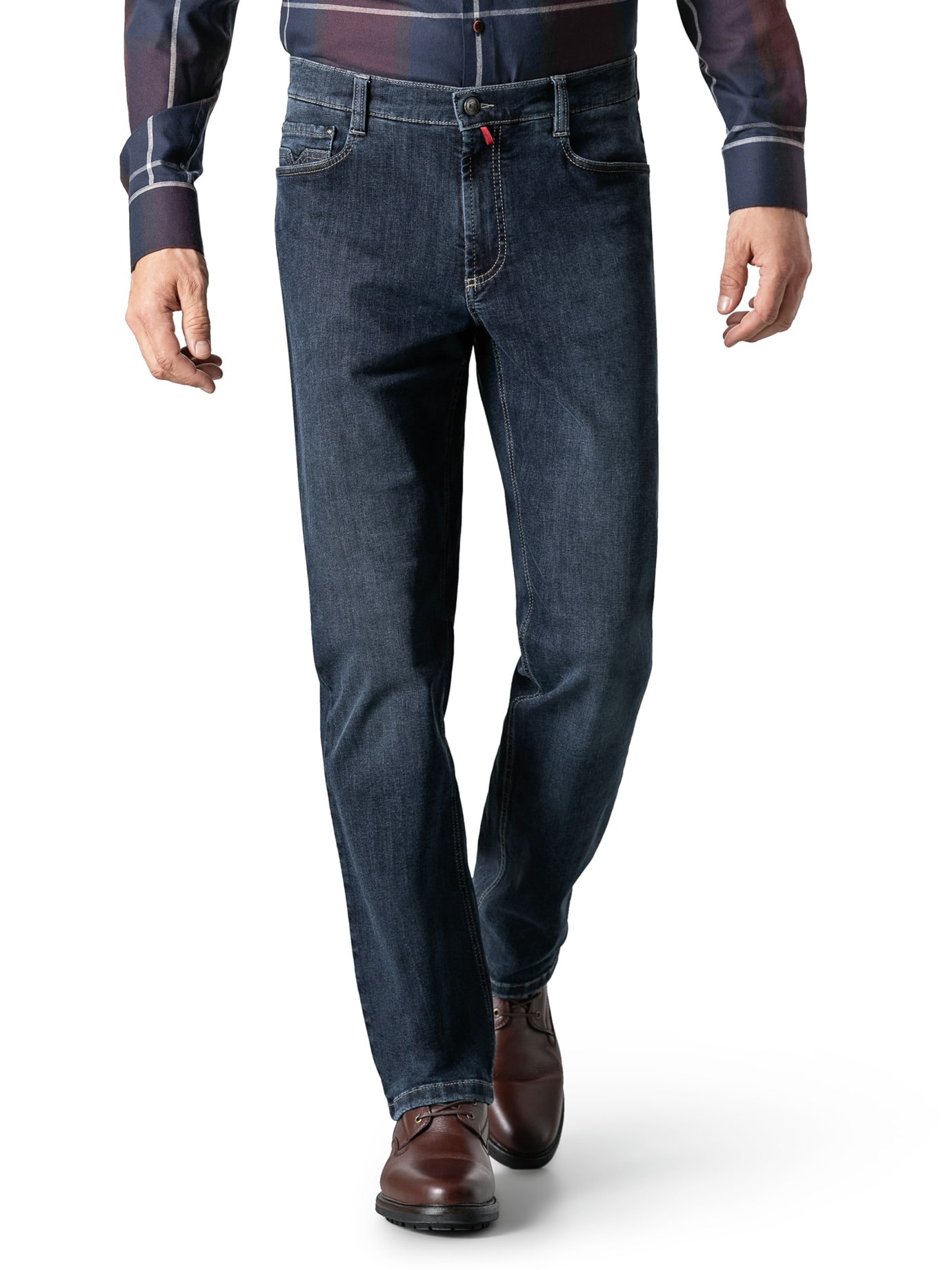 Walbusch Herren Bügelfrei Flex Jeans Hose Comfort Fit Blau