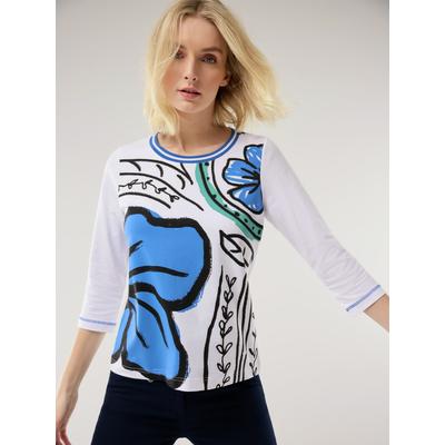 Walbusch Damen Baumwollshirt Big Flower Weiss geblümt Image