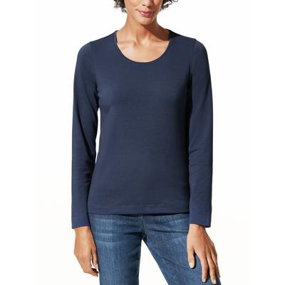 Walbusch Damen Baumwoll-Basic-Shirt Langarm Blau Image