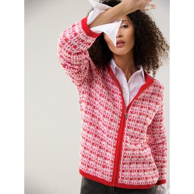 Walbusch Damen Baumwoll-Strickjacke Happy Tweed Rot gemustert Image