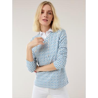 Walbusch Damen Shirt perfekte Welle Hellblau gemustert Image