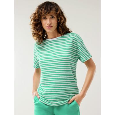 Walbusch Damen Kimonoshirt Ringelstruktur Gruen gestreift Image