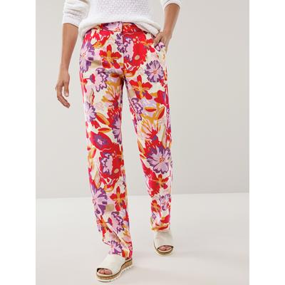 Walbusch Damen Leinenmixhose Flowers Orange bedruckt Image