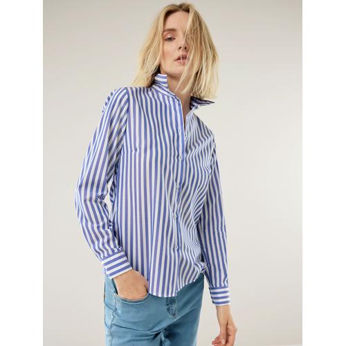 Walbusch Damen Bügelfrei-Hemdbluse Everyday Blau gestreift