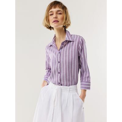 Walbusch Damen Klima-Bluse Edel-Leinen Lila gestreift Image
