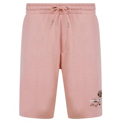 Jogger Shorts Redact Graphic Motif Brushback Fleece Jogger Shorts in Zephyr Rose / S - Tokyo Laundry