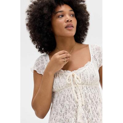 Kimchi Blue Piper Cap Sleeve Blouse - Ivory XL at Urban Outfitters