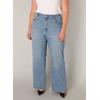 Weite Jeans BASE LEVEL CURVY, Damen, Gr. 44, Länge 32, blau (light blau), Denim/Jeans, Obermaterial: 98% Baumwolle, 2% Elasthan, unifarben, casual, bequem lang, Jeans, in großen Größen